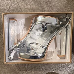 Silver High Heel Sandals